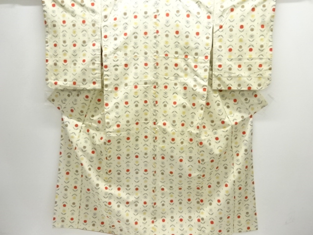 抽象花模様織り出し手織り紬着物